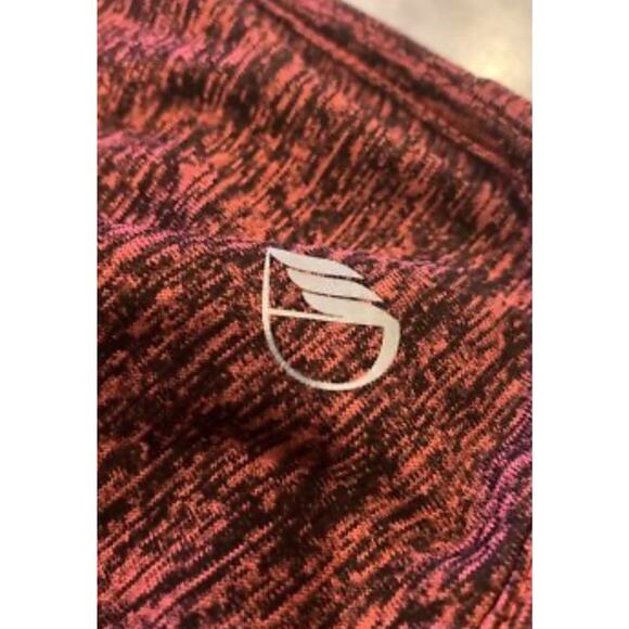 Athletic Top With Built In Bra Sz XL Heathered Strappy Back Layered Shirt Gym - Picture 4 of 9